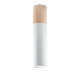 White Wood Ceiling Light – Modern Scandinavian Indoor Lighting Fixture with Wood Accents