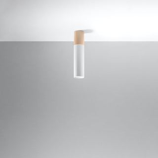 White Wood Ceiling Light – Modern Scandinavian Indoor Lighting Fixture with Wood Accents