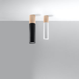 White Wood Ceiling Light – Modern Scandinavian Indoor Lighting Fixture with Wood Accents