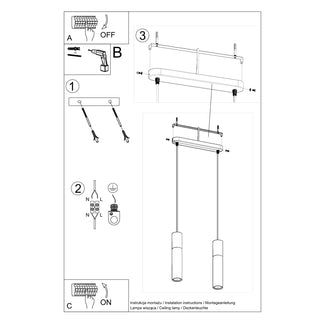 Suspension Bois Noir – Suspension Moderne à Deux Ampoules pour Îlot de Cuisine