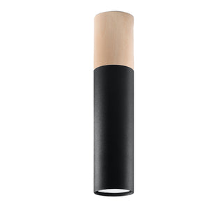 Plafonnier en bois noir – Lampe tube moderne avec éclairage d'ambiance chaleureux