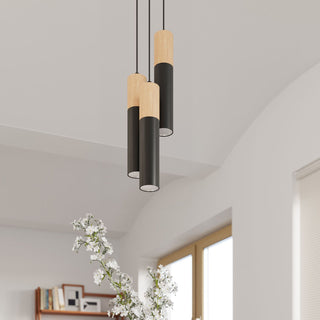 Plafonnier en bois noir – Lampe tube moderne avec éclairage d'ambiance chaleureux