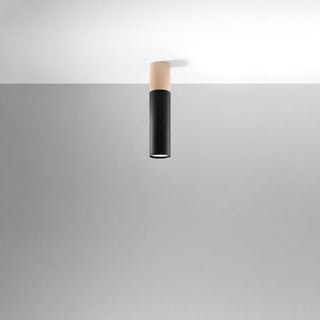Plafonnier en bois noir – Lampe tube moderne avec éclairage d'ambiance chaleureux