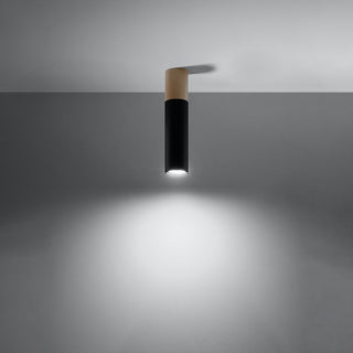 Plafonnier en bois noir – Lampe tube moderne avec éclairage d'ambiance chaleureux
