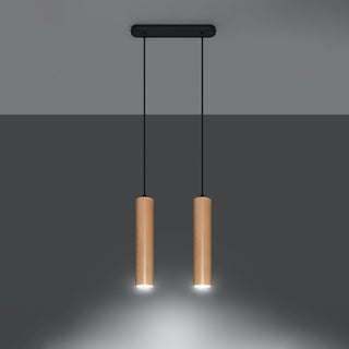 Natural Wood Pendant Light – Scandinavian Two Light Fixtures | Warm Ambient Lighting