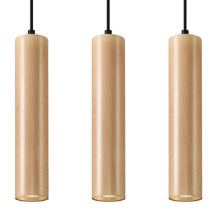 Suspension en bois naturel – Suspension à 3 lumières pour éclairage de salle à manger