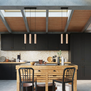 Suspension en bois naturel – Suspension à 3 lumières pour éclairage de salle à manger