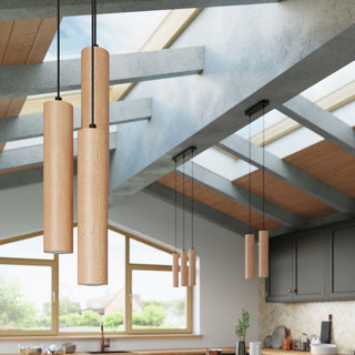 Suspension en bois naturel – Suspension à 3 lumières pour éclairage de salle à manger