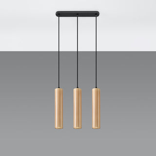 Suspension en bois naturel – Suspension à 3 lumières pour éclairage de salle à manger