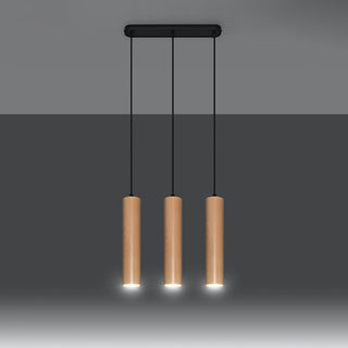 Suspension en bois naturel – Suspension à 3 lumières pour éclairage de salle à manger