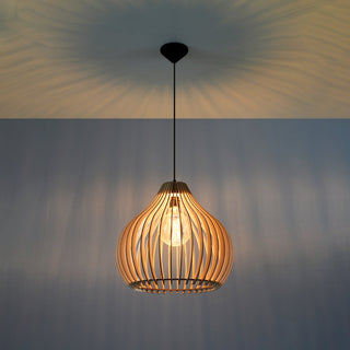 Suspension en bois naturel – Lampe suspendue scandinave | Éclairage de salon