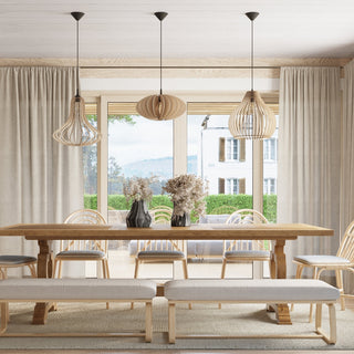 Suspension en bois naturel – Suspension scandinave avec éclairage d'ambiance doux