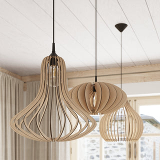 Suspension en bois naturel – Suspension scandinave avec éclairage d'ambiance doux