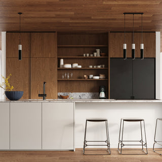 Suspension noire en béton – Luminaire suspendu industriel pour îlot de cuisine