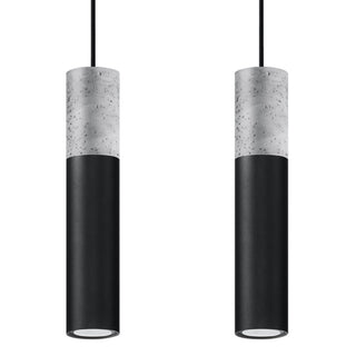 Suspension Béton Noir – Luminaire Plafond Industriel 2 Lumières | Éclairage Suspendu Moderne