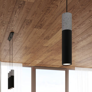 Suspension Béton Noir – Luminaire Plafond Industriel 2 Lumières | Éclairage Suspendu Moderne