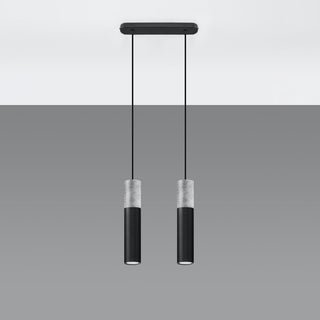 Suspension Béton Noir – Luminaire Plafond Industriel 2 Lumières | Éclairage Suspendu Moderne