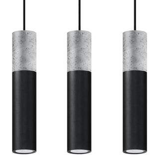 Suspension Industrielle – Suspension Noire en Béton à 3 Lumières pour Éclairage de Loft Moderne