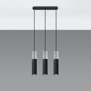 Suspension Industrielle – Suspension Noire en Béton à 3 Lumières pour Éclairage de Loft Moderne