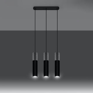 Suspension Industrielle – Suspension Noire en Béton à 3 Lumières pour Éclairage de Loft Moderne