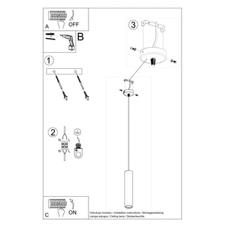 Suspension en béton – Lampe tube industrielle grise | Modèle Caldris Lighting