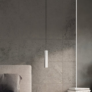Suspension en béton – Lampe tube industrielle grise | Modèle Caldris Lighting