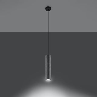 Suspension en béton – Lampe tube industrielle grise | Modèle Caldris Lighting