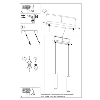 Suspension industrielle en béton – Suspension à deux lumières avec finition en béton gris