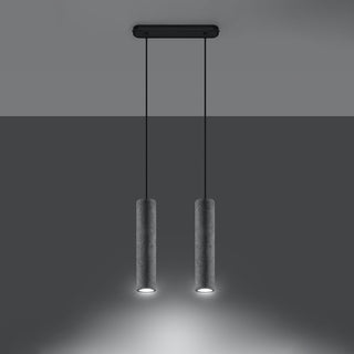 Suspension industrielle en béton – Suspension à deux lumières avec finition en béton gris
