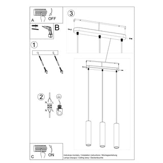 Suspension industrielle en béton – Luminaire gris à 3 lampes | Lumavera