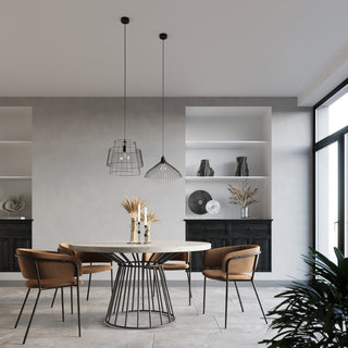 Industrial Pendant Light – Black Steel Sculptural Hanging Lamp for Dining Room