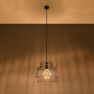 Industrial Pendant Light – Black Steel Sculptural Hanging Lamp for Dining Room