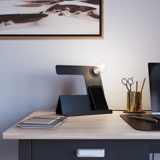 Lampe de bureau noire – Éclairage de travail design en acier avec éclairage visuel confortable