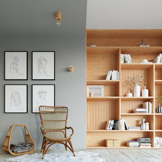 Plafonnier en bois naturel – Luminaire en bois minimaliste avec éclairage d'ambiance réglable
