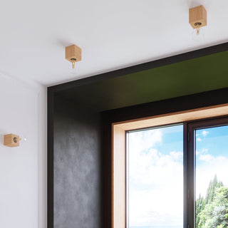 Plafonnier en bois naturel - Éclairage de salon minimaliste avec une lueur ambiante chaude