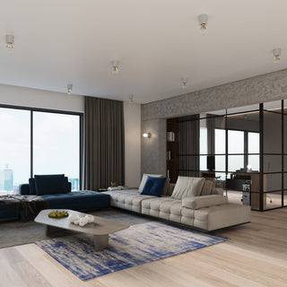 Gray Concrete Ceiling Light – Modern Living Room Lighting Fixture | Minimalist Design