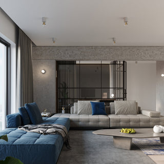 Gray Concrete Ceiling Light – Modern Living Room Lighting Fixture | Minimalist Design