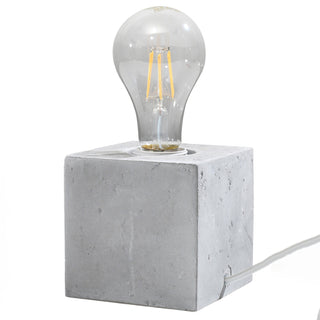 Minimalist Concrete Lamp – Grey Table Lamp with Raw Concrete Base & Warm Ambient Lighting