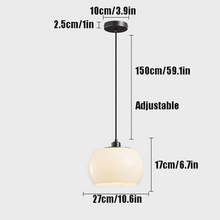 Suspension en verre vintage – Suspension blanche laiteuse avec abat-jour en verre classique