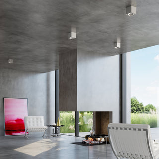 Plafonnier cube gris moderne – Luminaire de plafond minimaliste pour salon