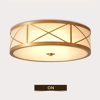 Geometric brass glass ceiling light – antique drum fixture