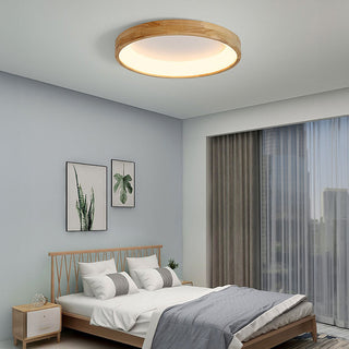 Geometric circle wood LED ceiling lamp – retro energy design