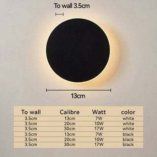 Applique Murale Extérieure - Lampe de Jardin LED Ronde Métallique Minimaliste Étanche