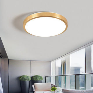 Gold Flush Mount Light - Vintage Round Ceiling Fixture With Warm Gold Finish