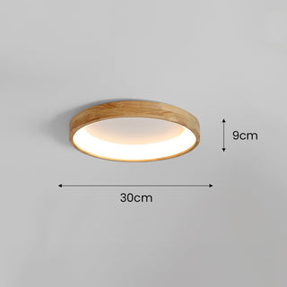 Wood LED Ceiling Light – Retro Geometric Circle Fixture With Energy Efficient Design