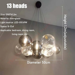 Bubble glass ball chandelier wide — modern LED dining ceiling