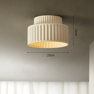 Vintage Drum Ceiling Lamp – Semi Flush Mount Light with Cream Drum Shade