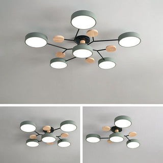 Acrylic LED iron semi flush chandelier ceiling fixture detail