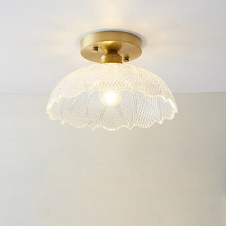 Glass Ceiling Light - Semi Flush Mount Copper Frame Mini Ceiling Lamp