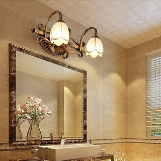 Gold bathroom vanity wall light vintage flower shape — sconce